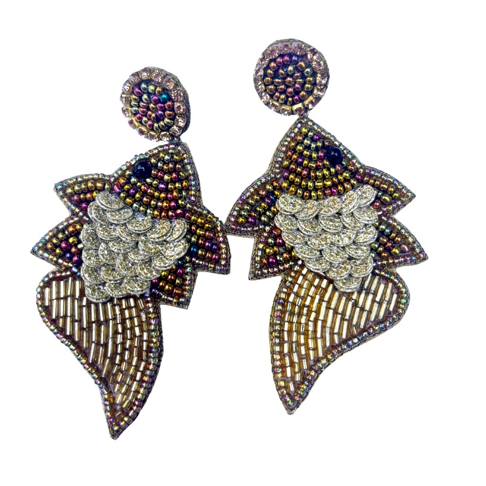 Hand beaded goldfish earrings